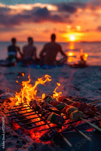 Sunset Sizzle A Glorious Gathering of Grilled Goodness Generative AI