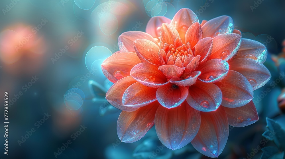 Dew-covered flower with soft focus background Dew-covered flower with soft focus background