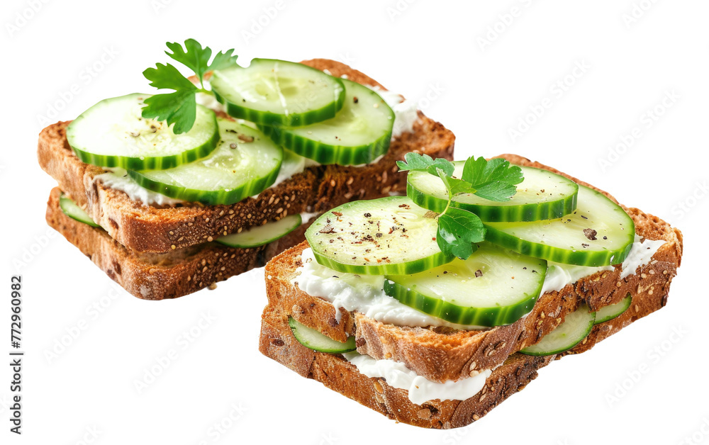 Cucumber-Infused Delights: Savory Sandwiches isolated on transparent Background