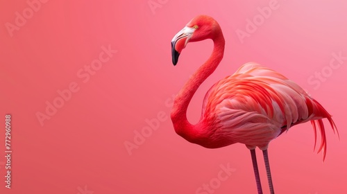 Elegant flamingo on a pink background © iVGraphic