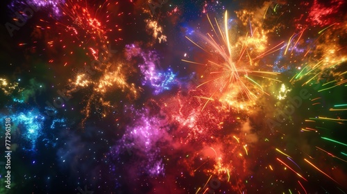 Vibrant fireworks display with colorful explosions