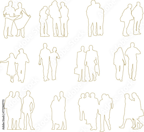 Adobe Illustrator Artwork body silhouette vector design sketch illustration, group of people working for completeness of the image