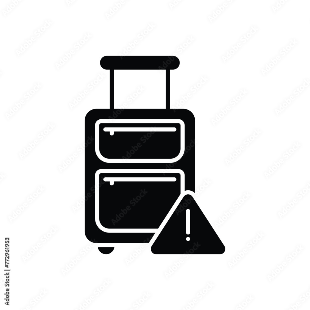 Black Solid Travel Warning vector icon Black Solid Travel Warning vector icon