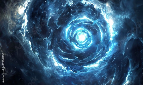 Astro-Chic A Blue Nebula with a Halo Effect Generative AI