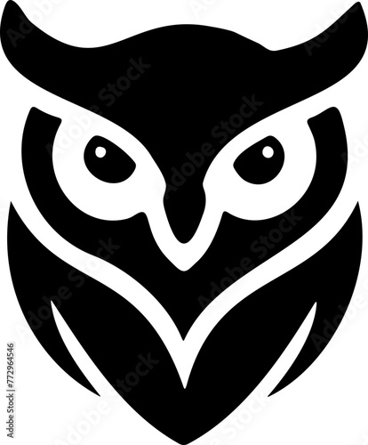 Silhouette hibou ou chouette, flat noir transparent 