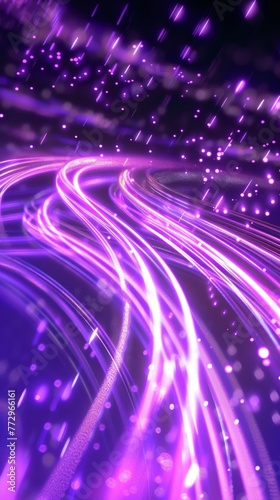 Abstract purple light streams with bokeh effect