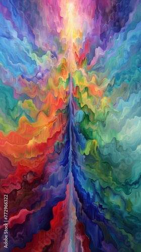 Vibrant abstract painting with flowing colors © iVGraphic