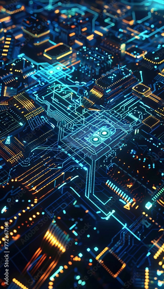 Neon Circuit Board A Glowing Tribute to the Digital Age Generative AI