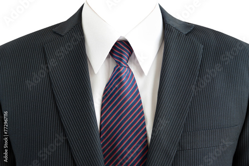 Elegant business suit for professional attire, classic menswear fashion with no face, PNG file no background