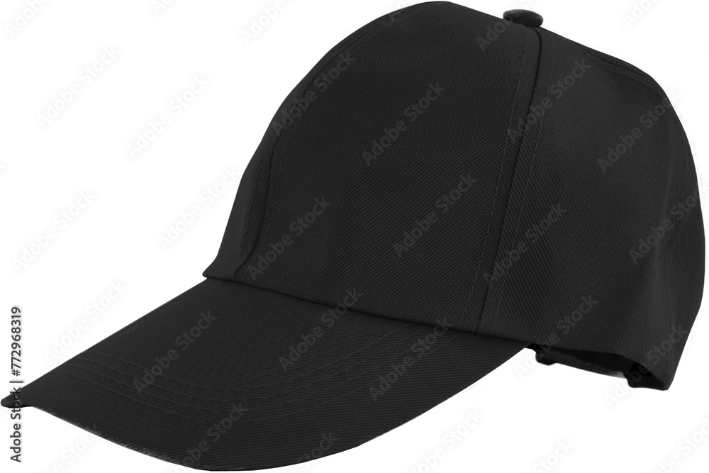 Black baseball cap, trendy sport fashion accessory for casual style - obrazy, fototapety, plakaty 
