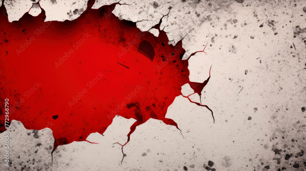 Red hole in wall with an opening Red hole in wall with an opening