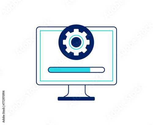 Cyber security icon. Software updating. Vector linear illustration on the white background.