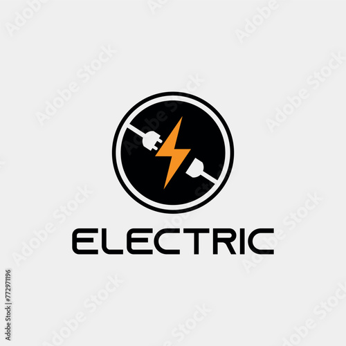 Illustration of Thunder Bolt Circle Logo Symbol Design Tide Power Energy