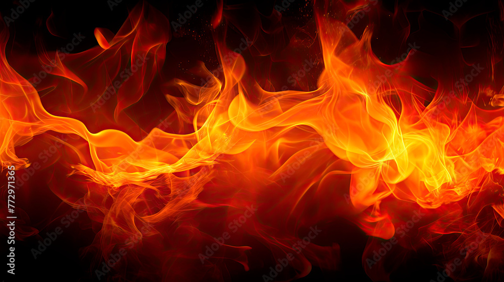 Fototapeta premium Flames on a black background