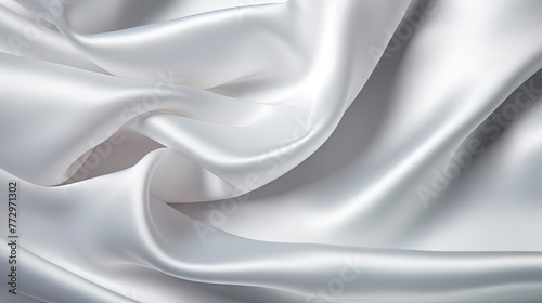 White satin fabric with numerous folds