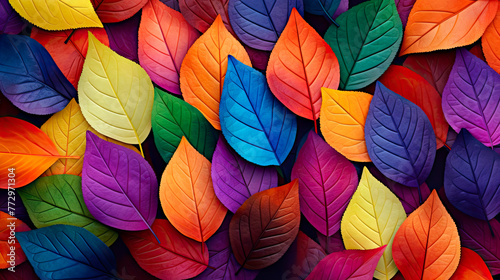 Colorful autumn leaves on a table