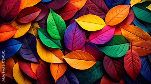 Colorful autumn leaves on a table