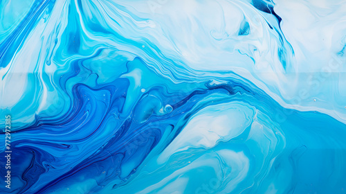 Blue and white wave painting close up