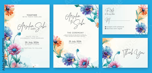 the wedding invitation is a custom wedding invitation with a floral design
