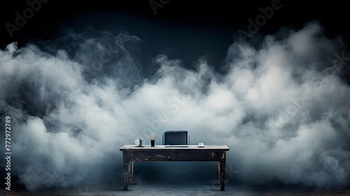 Smoke rising from a laptop on a desk