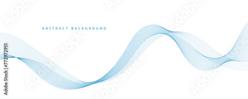 Abstract vector background with blue wavy lines. Blue wave background. 