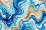 Vibrant ink colors blend beautifully on an abstract blue watercolor marble background, creating stunning artwork in watercolor painting