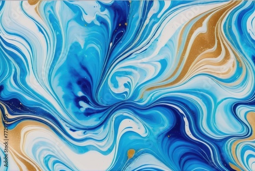 Vibrant ink colors blend beautifully on an abstract blue watercolor marble background  creating stunning artwork in watercolor painting
