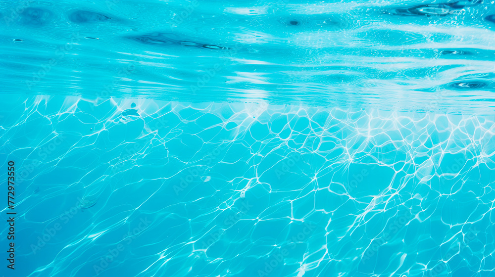 Blue pool with water and incoming wave