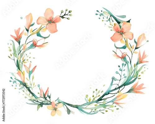 Ixia Geometric Frame , watercolor, Floral Frame, isolated white background