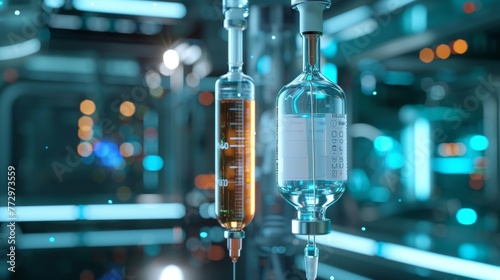 IV Drip, Intravenous therapy for hydration or medication, Medical concept, futuristic background photo