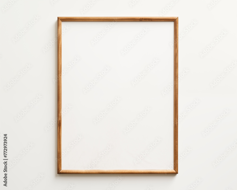 a wooden frame on a white wall a wooden frame on a white wall