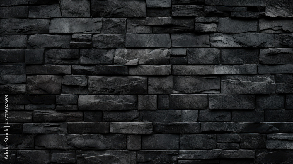 Black stone wall close up with fire hydrant