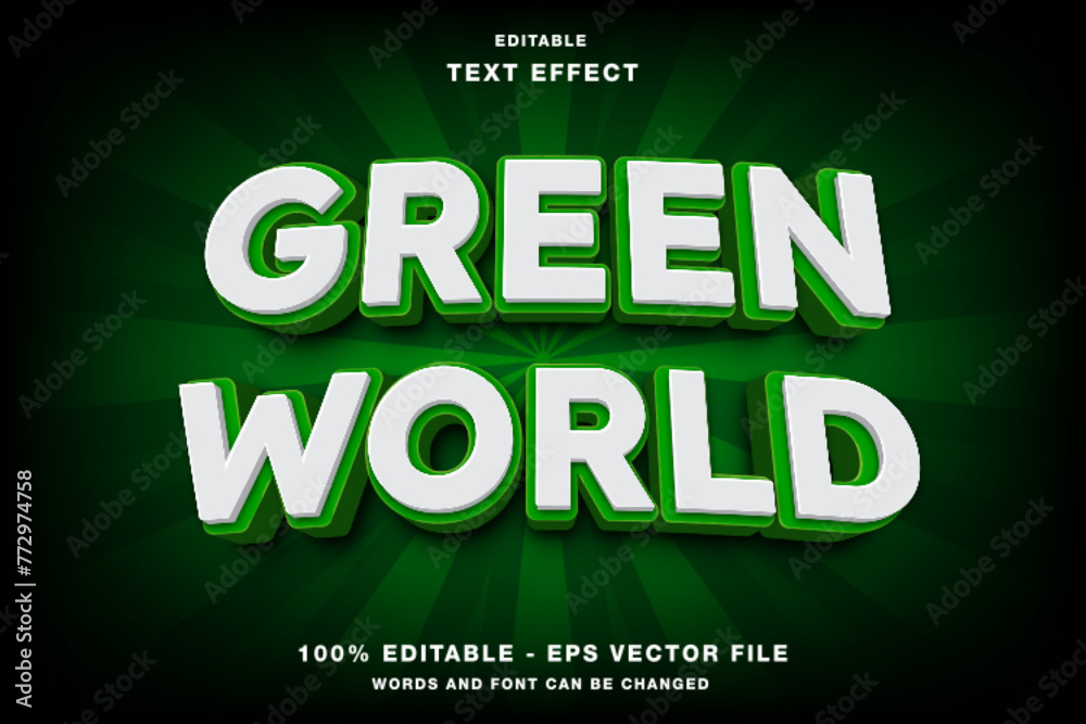 Green World 3d Editable Text Effect Template Style Premium Vector Green World 3d Editable Text Effect Template Style Premium Vector