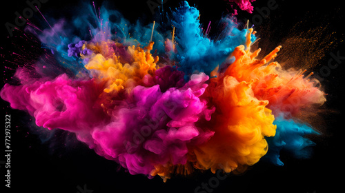 Colorful powder cloud floating in the air