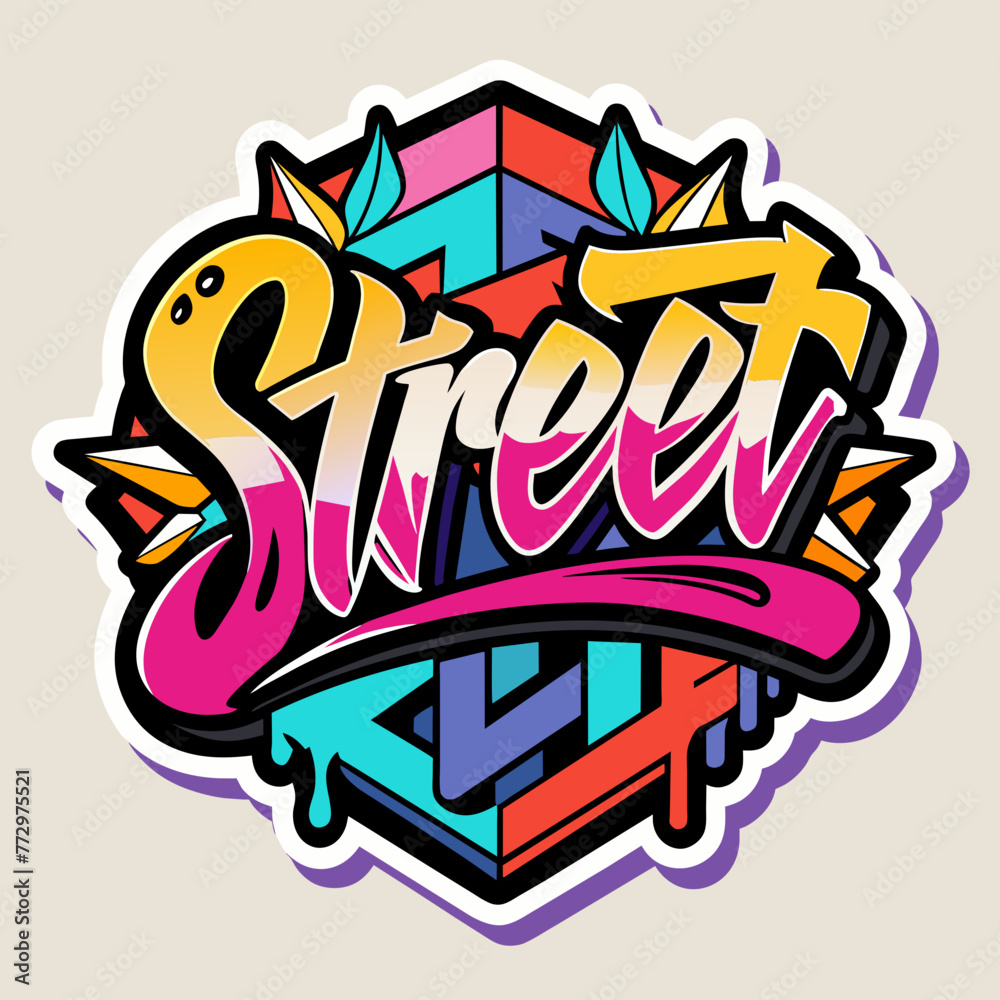 Streetwear-inspired sticker featuring bold typography and urban motifs that capture the essence of modern street style