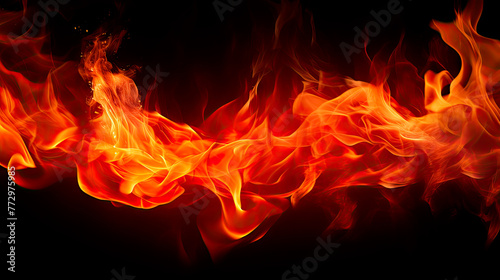 Fire flames on a dark backdrop photo