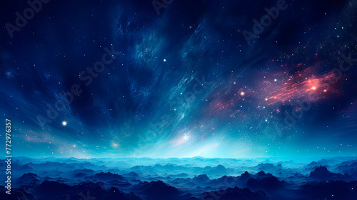 Mountains under a starry sky