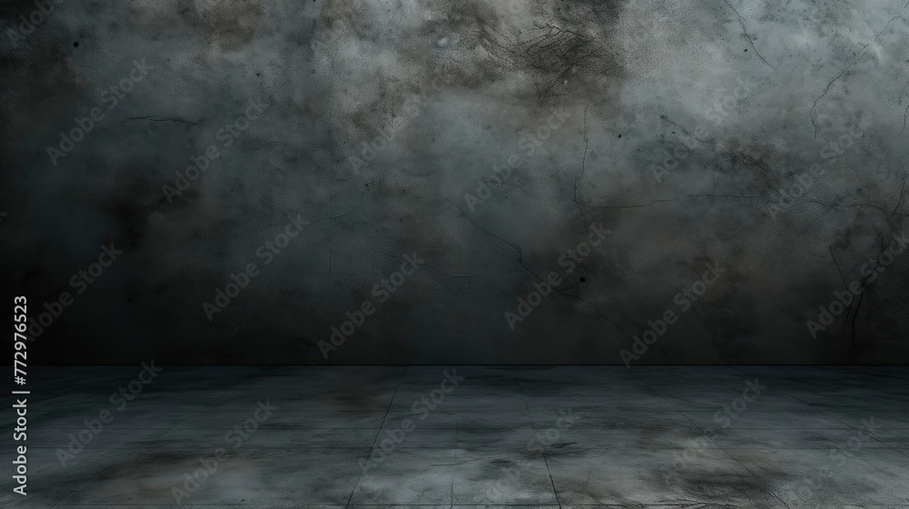 Dark textured concrete floor and wall