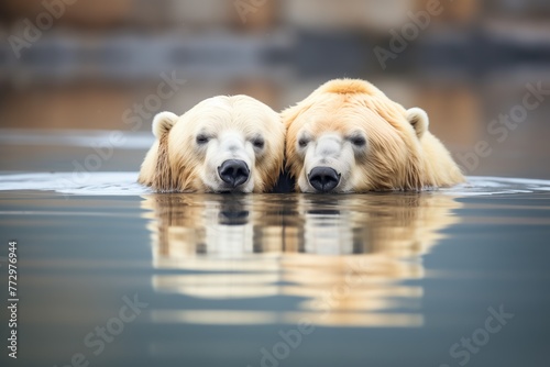 two polar bears in water