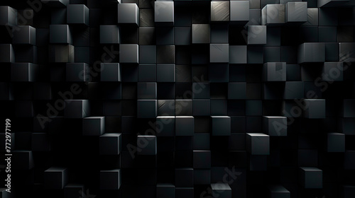 A dark cube wall illuminated by a bright light