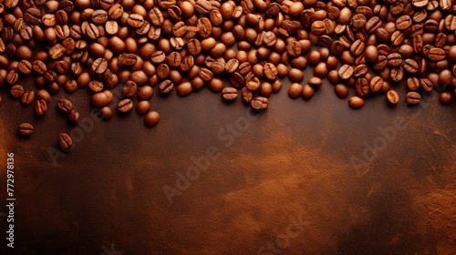 A pile of roasted coffee beans on a wooden surface