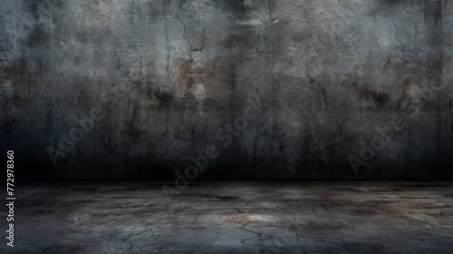 Dark room with concrete wall and floor