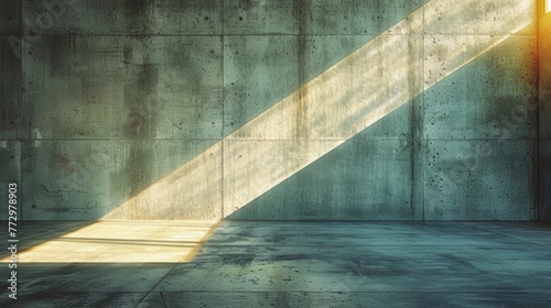 Sunlight streaming through a concrete wall onto a floor