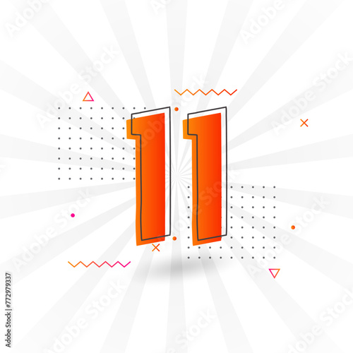 11 number vector font alphabet. Number 11 with decorative element stock vector