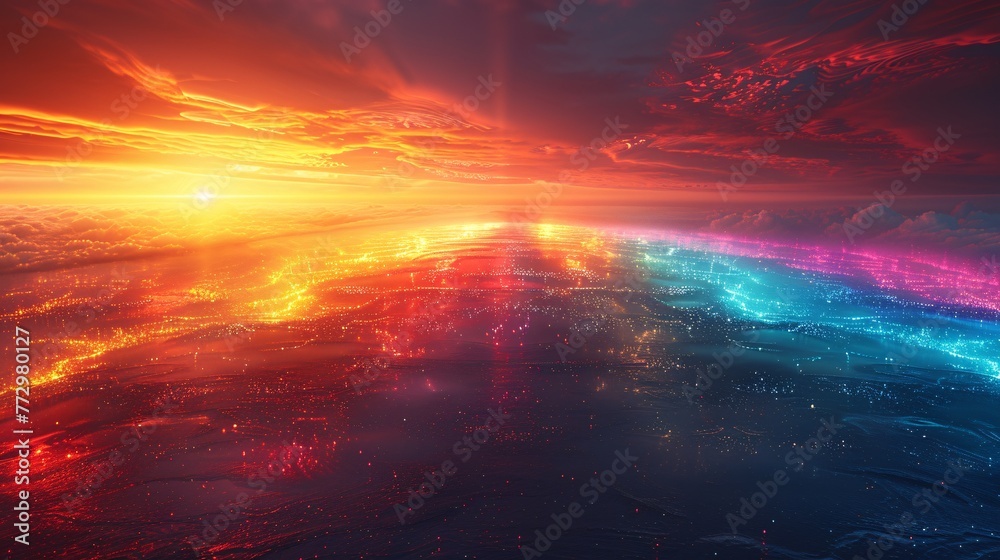 Spectacular Sunset Over the City A Vibrant Display of Colorful Skies Generative AI