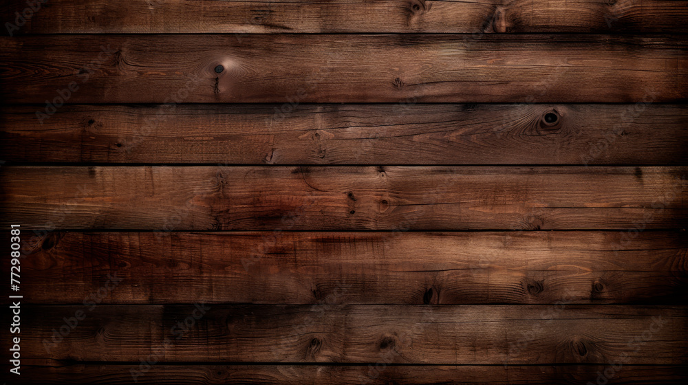 Close-up of a wooden wall against a dark backdrop - obrazy, fototapety, plakaty 