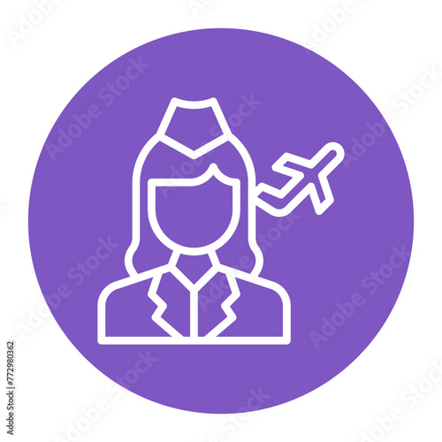 Female Flight Attendant icon vector image. Can be used for Airline.
