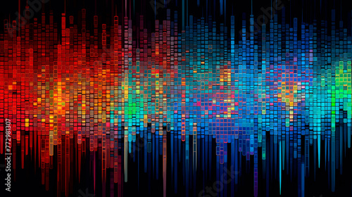 Colorful pixel pattern on black background