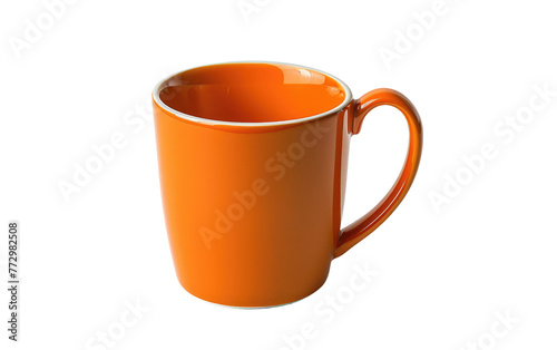 An Artistic View of an Orange Coffee Mug on a Tabletop isolated on transparent Background