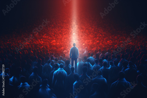 a man standing in front of a crowd of people